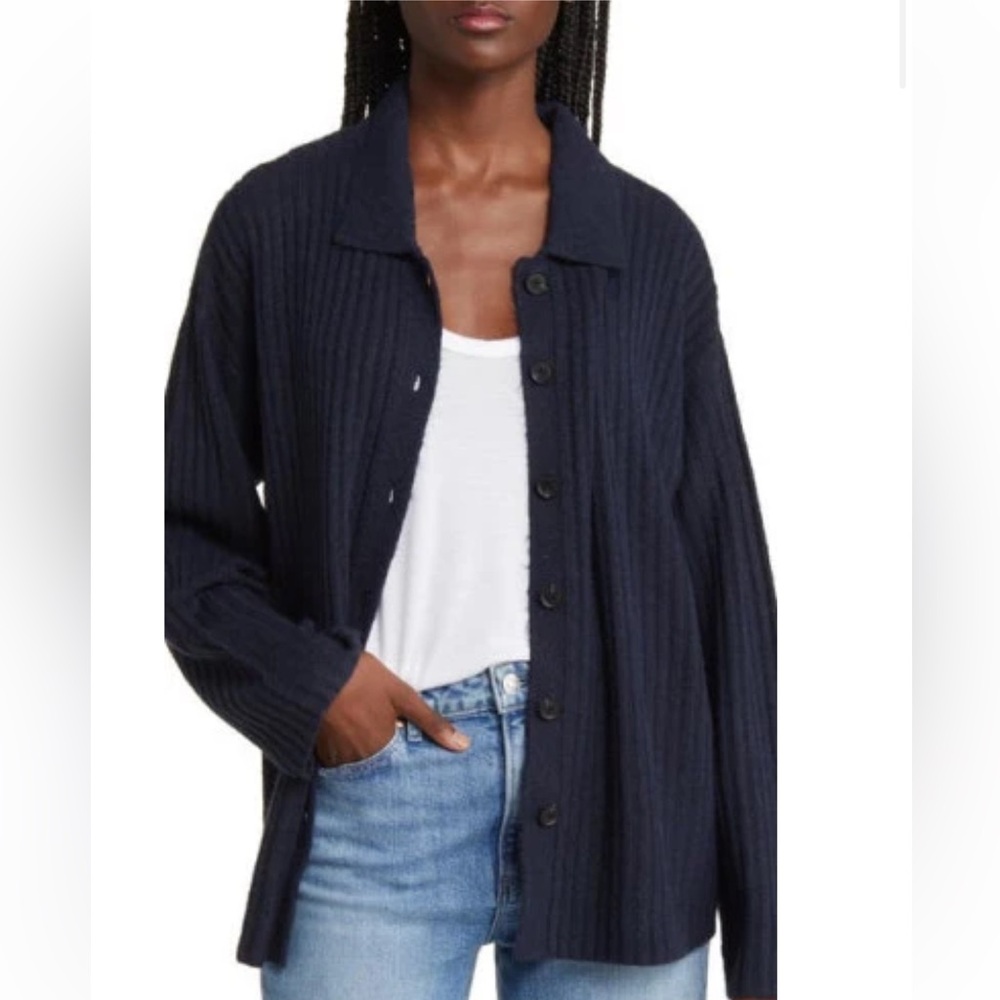 Treasure & Bond Rib Polo Cardigan